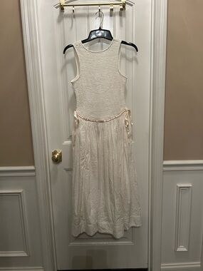 Free People Cream Maxi Dress with Textured Bodice